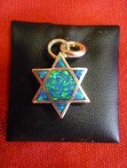 Genuine Opal Stone Star of David Sterling Silver 925 Pendant Hand Made Holy Land N2