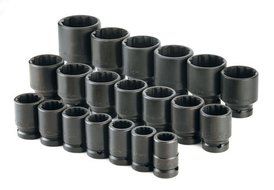 SK 35420 20 Piece 3/4 Drive 12 Point Standard Fractional Thin Wall Impact Socket Set by SK Hand Tool