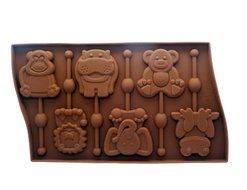 Yunko 6 Cavity Animal Shape Qute Lollipop Silicone Chocolate Candy Mold with Sticks ,Elephant Hippo Frog Monkey...