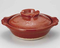 Akaraku for 2-3 persons 8.9inch Donabe Japanese Hot pot Red Ceramic Made in Japan