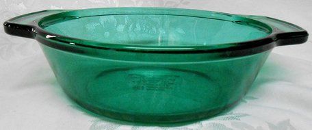 Anchor Hocking Green Glass Casserole #1037 1.5 Qt