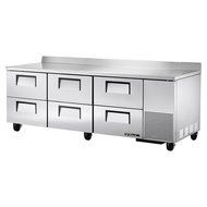True TWT-93D-6 Deep Worktop Refrigerator 93" 3 Section 6 Drawers