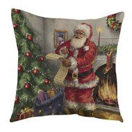Pillow Cover,Haoricu Retro Vintage Santa Claus Printing Christmas Sofa Bed Home Decor Pillow Case Cushion Cover... N5