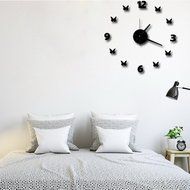 MuLuo Living Room Wall Clock Watch 3D DIY Acrylic Mirror Wall Stickers Watches Home Decor red N5