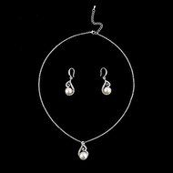 Elegant Womens Bridal Weddings Pearl and Jewelry Set Drop Necklace and Earrings N6