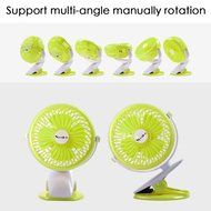 Yoosion Mini USB Table Fan Rechargeable Clip-on 4 Blades Desktop Personal Fan for Home Office Baby Study Green N3