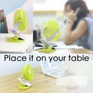 Yoosion Mini USB Table Fan Rechargeable Clip-on 4 Blades Desktop Personal Fan for Home Office Baby Study Green N4