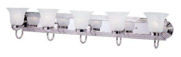 Livex Lighting 1075-05 Home Basics 5 Light Vanity Chrome with White Alabaster Glass by Livex Lighting