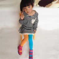 Phoneix New Chilren Girls Kids Two color Pantyhose Tights candy colored Stockings N2