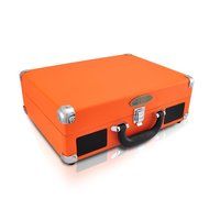 PYLE PVTTBT6OR Bluetooth Classic Vintage Style Vinyl Player Turntable, Vinyl-To-MP3 Record, Rechargeable Battery