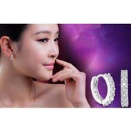 Women Jewelry White Gemstones Crystal 925 Silver Plated Hoop Earrings Fashion N5