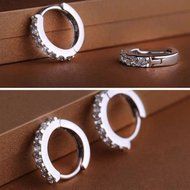 Women Jewelry White Gemstones Crystal 925 Silver Plated Hoop Earrings Fashion N6