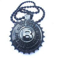 Black WaLL Street Yellow Hip Hop Style Pendant with matching beaded necklace N3