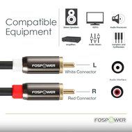 FosPower (6 Feet) 2 RCA M/M Stereo Audio Cable [24K Gold Plated | Copper Core] 2RCA Male to 2RCA Male [Left /...