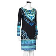 Women Dress,Haoricu Women Traditional African Print Dashiki Bodycon Sexy Long Sleeve Dress N2