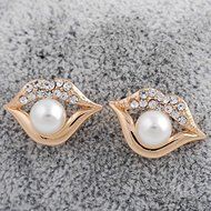 Lip Pearl Crystal Rhinestone Gold Tone Stud Earring Fashion Women's Jewelry Gift N4