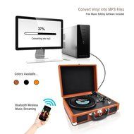 PYLE PVTTBT6OR Bluetooth Classic Vintage Style Vinyl Player Turntable, Vinyl-To-MP3 Record, Rechargeable Battery N5