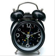 Surborder Shop Creative Twin Bell Analog Alarm Clock Battery Operated - Loud Alarm Clock Creative Black