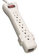 Tripp Lite 7 Outlet Surge Protector Power Strip 15ft Cord Right Angle Plug 2160 Joules Tel (SUPER7TEL15) N3