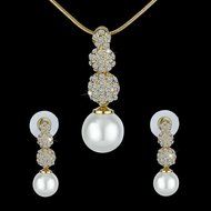 Designer Bridal Set Indian Wedding Necklace +Earrings Pearl Crystal Lady Jewelry N3