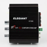 ELEGIANT 200W 12V Mini Hi-Fi Amplifier Booster Radio MP3 Stereo with Power Adapter for Car Motorcycle Home Black... N8