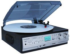 Boytone BT-17DJS-C,6 IN1,3 Speed Stereo Turntable 2 Built in Speakers Digital LCD Display AM/FM Radio + Supports... N5