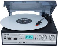 Boytone BT-17DJS-C,6 IN1,3 Speed Stereo Turntable 2 Built in Speakers Digital LCD Display AM/FM Radio + Supports... N6