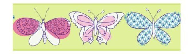 York Wallcoverings PW4007B Girl Power 2 Butterfly Border, Lime/Pink/Blue by York Wallcoverings