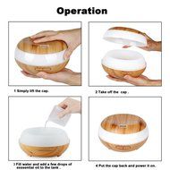 HEIOKEY 300ml Aroma Essential Oil Diffuser Wood Grain Cool Mist Ultrasonic Humidifier with 4 Timer Settings,7... N8