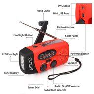 MIROO Hand Crank Emergency Weather Solar Radio FM NOAA WB AM Flashlight Function with Charger Cables,Red N3