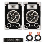Acoustic Audio GX-400 Speakers, Amp and Cables DJ PA Karaoke 1200 Watts 2 Way GX-400-PK3