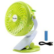 Yoosion Mini USB Table Fan Rechargeable Clip-on 4 Blades Desktop Personal Fan for Home Office Baby Study Green N5