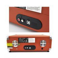 PYLE PVTTBT6OR Bluetooth Classic Vintage Style Vinyl Player Turntable, Vinyl-To-MP3 Record, Rechargeable Battery N8