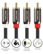 FosPower (6 Feet) 2 RCA M/M Stereo Audio Cable [24K Gold Plated | Copper Core] 2RCA Male to 2RCA Male [Left /... N5