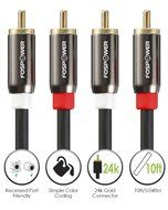 FosPower (6 Feet) 2 RCA M/M Stereo Audio Cable [24K Gold Plated | Copper Core] 2RCA Male to 2RCA Male [Left /... N6
