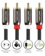 FosPower (6 Feet) 2 RCA M/M Stereo Audio Cable [24K Gold Plated | Copper Core] 2RCA Male to 2RCA Male [Left /... N7