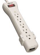 Tripp Lite 7 Outlet Surge Protector Power Strip 15ft Cord Right Angle Plug 2160 Joules Tel (SUPER7TEL15) N6