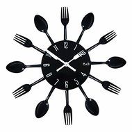 Modern Design 3D Stainless Steel Kitchen Wall Watch Quartz Knife Fork Spoon Clock Creative Clock Home N2