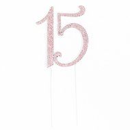 15 Cake Topper 15th Birthday Anniversary Quincea&ntilde;era Rhinestone Number Decoration (Silver) N7