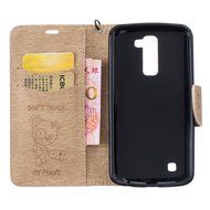 LG K10 Case, LG K10 Wallet Case,PHEZEN Cute Bear Don&#039;t Touch My Phone Design PU Leather Wallet Case Stand Flip... N44