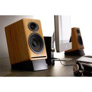 Audioengine P4 Premium Passive Bookshelf Speakers (White) with DS2 Desktop Speaker Stands (Black) N4