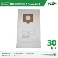 30 Microlined Kenmore Mircrofiltration Canister Vacuum Bags - 50558, 5055 By ZVac N2