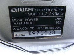 Aiwa Black Net SX-R210 Surround Speaker System 2 Bookshelf Surround Speakers N2