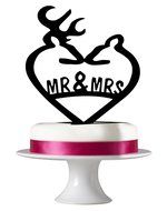 Deer Wedding Cake Topper,Mr&amp;Mrs Acrylic Black Cake Toppers,Custom wedding Gifts