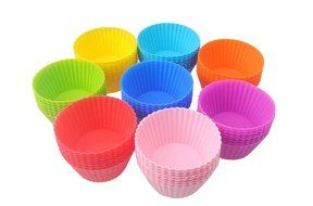 Misula 24 Pack Reusable &amp; Nonstick Baking Cups 2.8 inch Silicone Cupcake Liners - - Muffin Molds - Cupcake Holders...