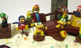 Super Mario Brothers 25 Piece Deluxe Game Scene Birthday Cake Topper Set Featuring Mario, Princess Peach, Luigi...