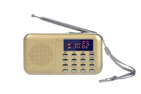 eJiasu Digital Mini FM Radio with SD/USB/TF /MP3 Format Music Player (Gold)