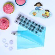 27 Piece Cake Decoration Icing Tips Set With Piping Bag - Stainless Steel Dispenser Nozzle Kit For Professional...