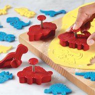 Cake Boss Decorating Tools 4-Piece Dinosaur Fondant Press Set, Red