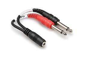 Hosa YMP-434 3.5 mm TRSF to Dual 1/4 inch TS Stereo Breakout Cable N2